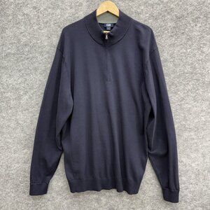 Cutter & Buck CB Men's Pullover Sweater Cotton Long Sleeve Elbow Patch, Blue 2XT